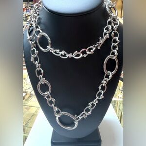 Michael Dawkins Sterling Silver Starry Night Oval Link Chain Necklace